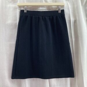 St John Basics Sz 6‎ Santana Knit Black Midi Skirt Quiet Luxury Minimal Neutral